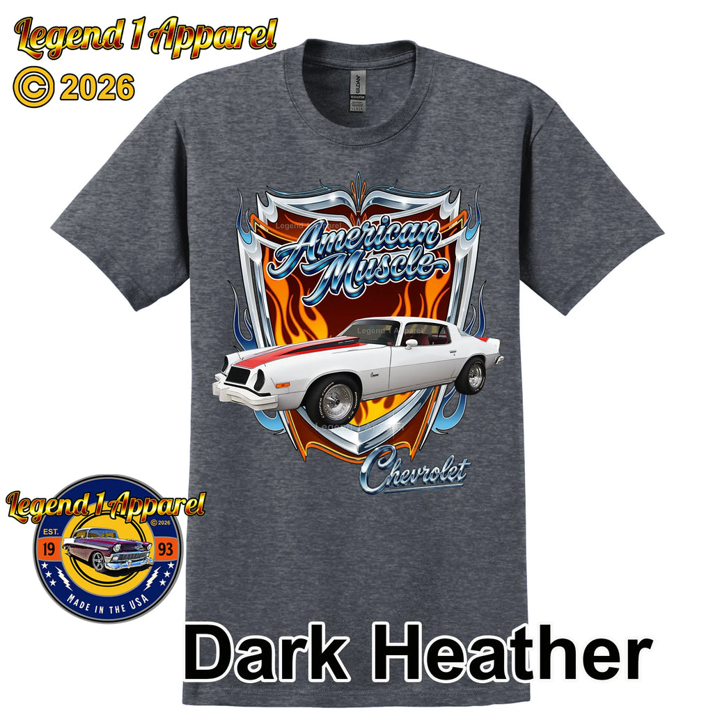 1976 Chevrolet Camaro American Muscle T-Shirt – 76 Chevy Classic Car Graphic Tee