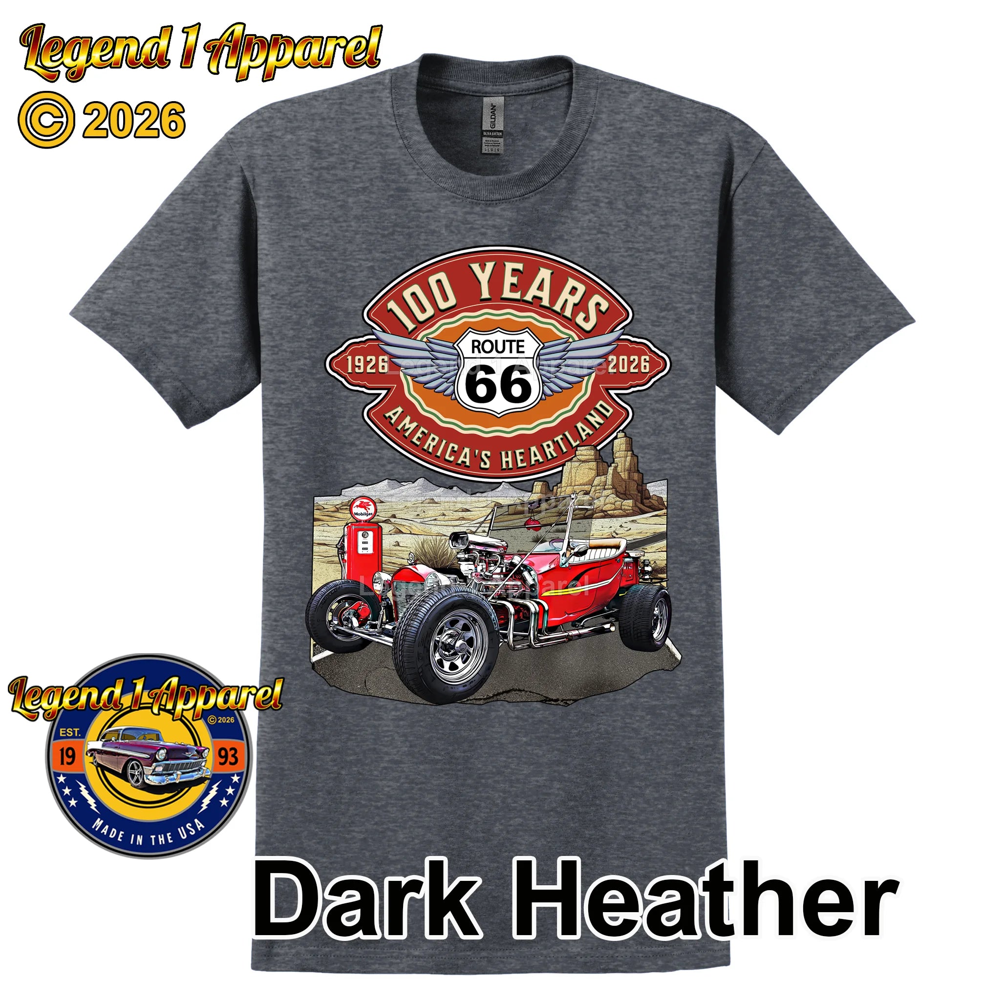1923 Ford T-Bucket Classic Car Graphic Tee – Route 66 100 Years T-Shirt