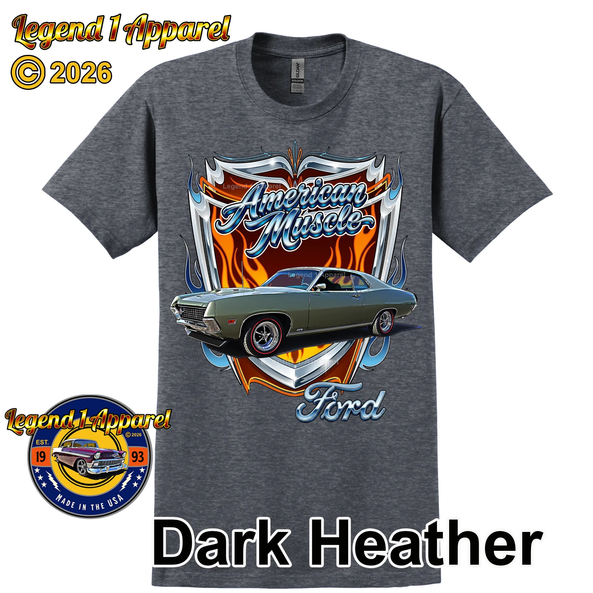 1970 Ford Torino Classic Car Graphic Tee – American Muscle T-Shirt