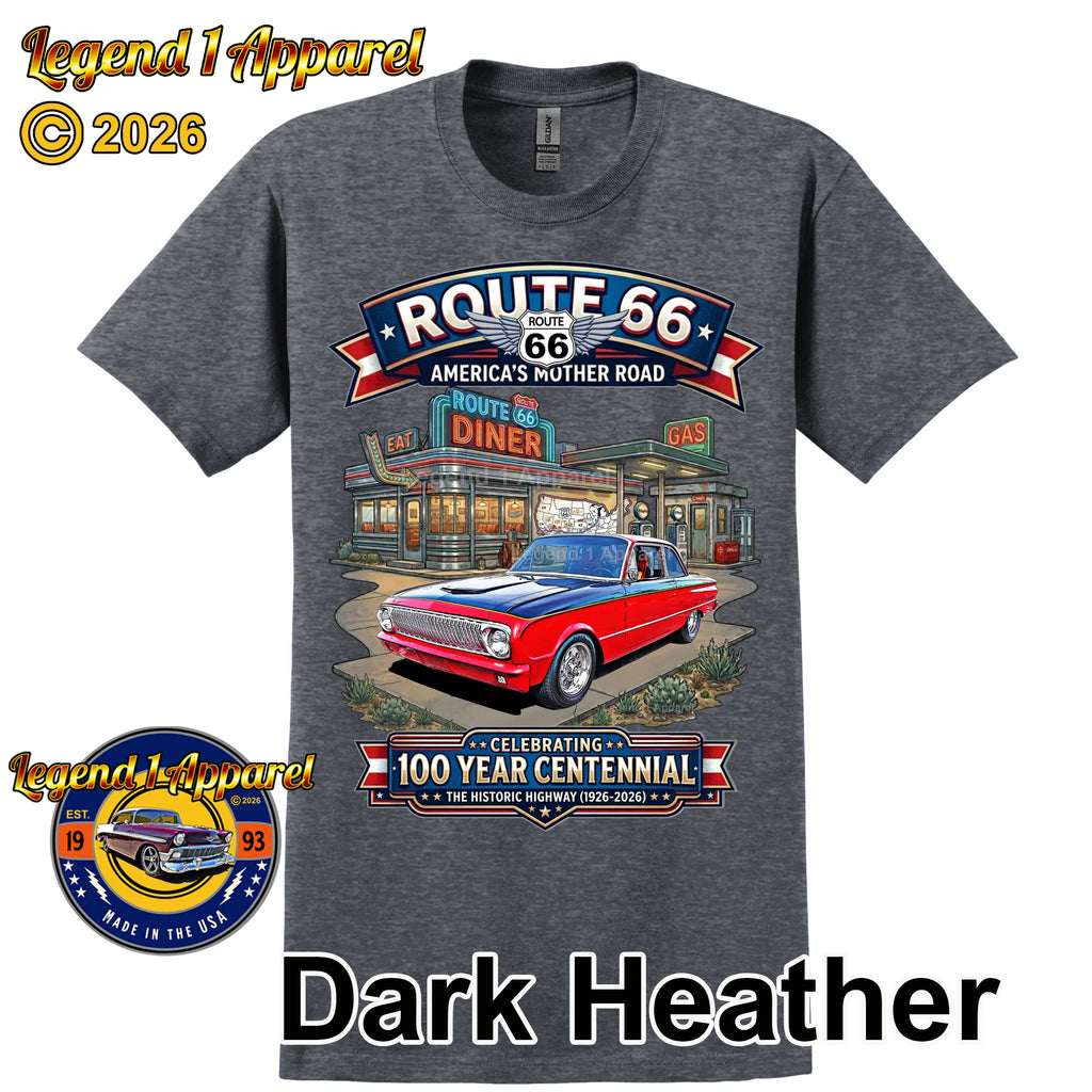 1963 Ford Falcon Classic Car Graphic Tee – Route 66 Centennial T-Shirt