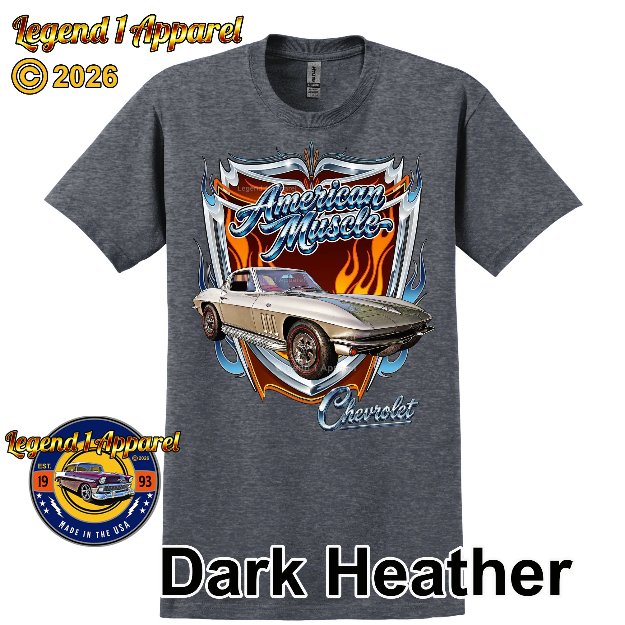 1965 Chevrolet Corvette C2 American Muscle T-Shirt – 65 Chevy Classic Car Graphic Tee