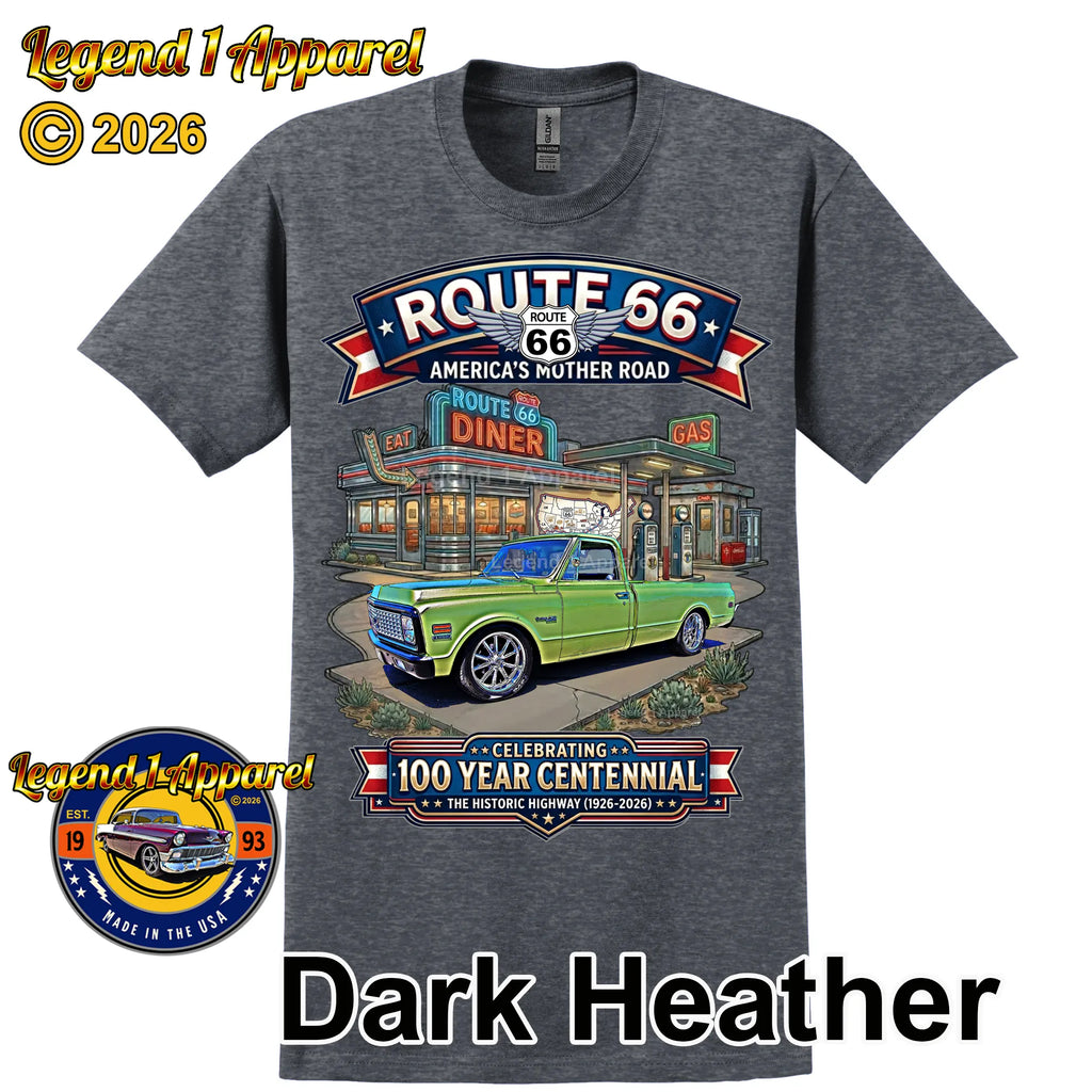 1972 Chevrolet Pick Up C10 Square Body Classic Truck Graphic Tee – Route 66 Centennial T-Shirt