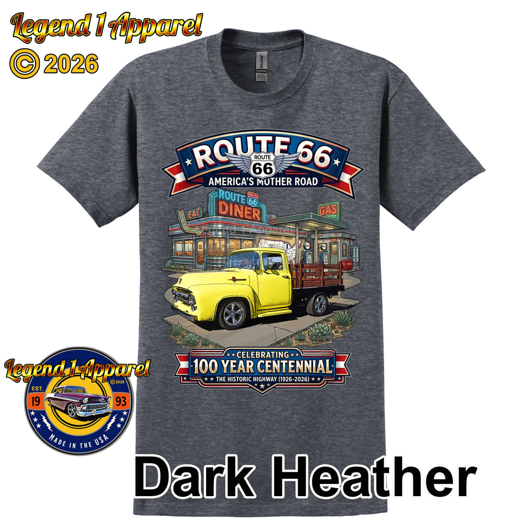 1956 Ford F100 Stake Bed Classic Truck Graphic Tee – Route 66 Centennial T-Shirt