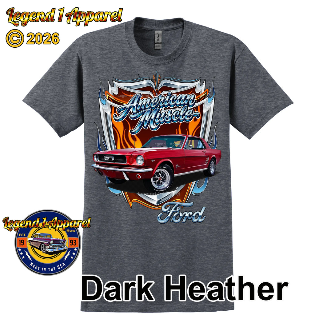 1966 Ford Mustang Hardtop Car Graphic Tee – American Muscle T-Shirt