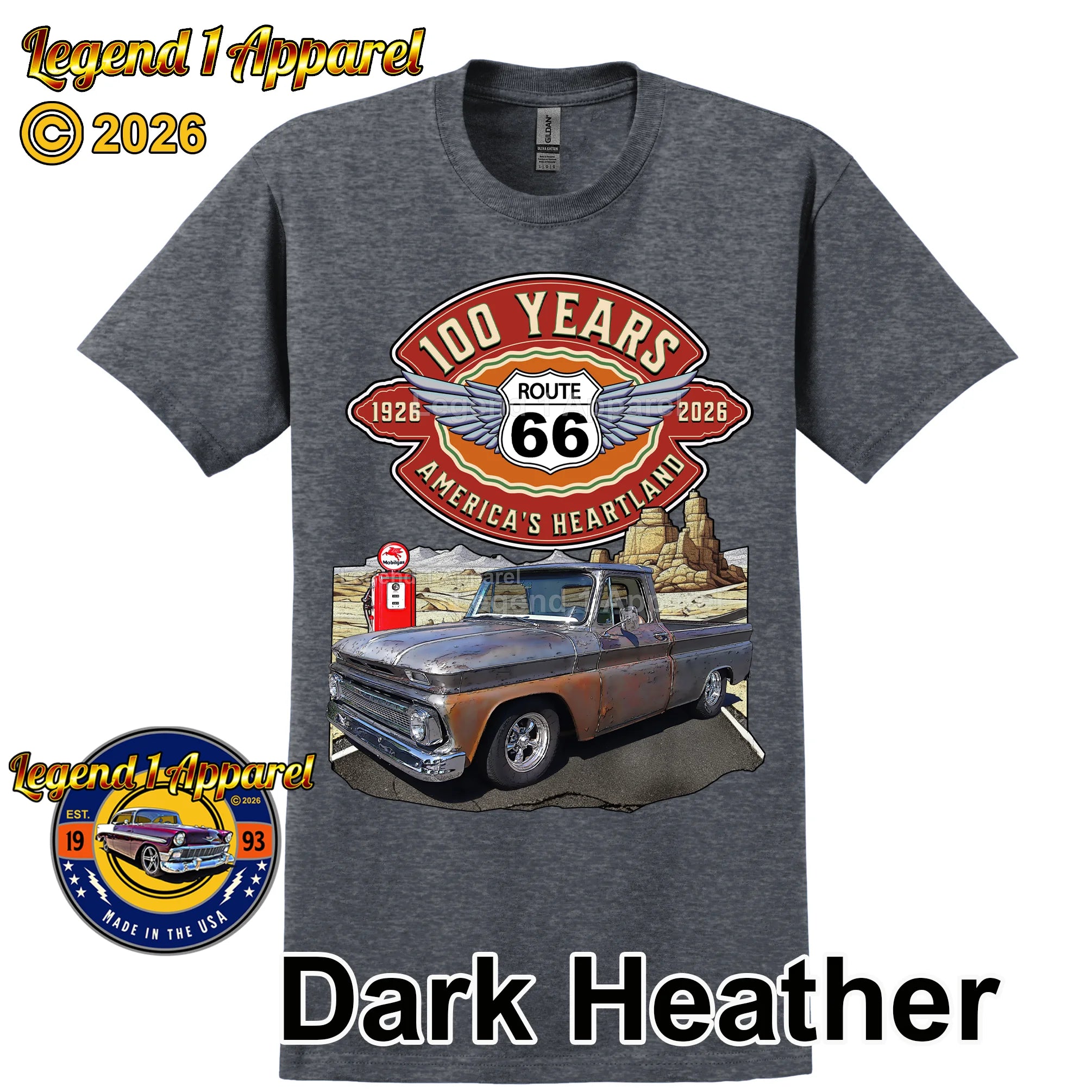 1965 Chevrolet Pick up Classic Truck Graphic Tee – Route 66 100 Years T-Shirt
