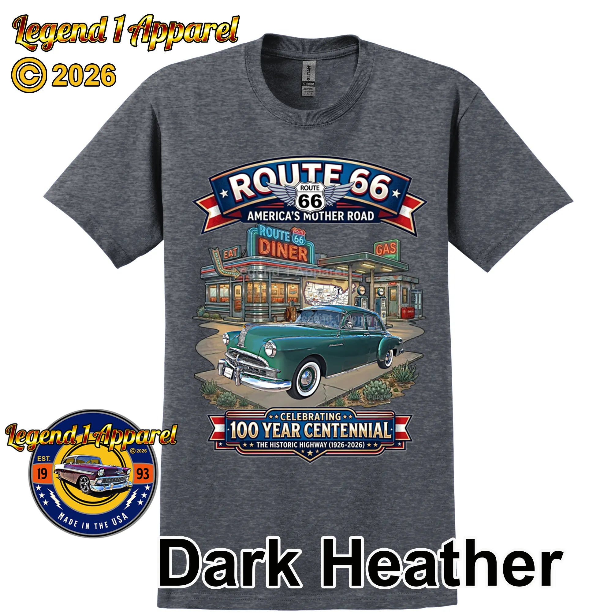1949 Pontiac Coupe Silver Streak Classic Car Graphic Tee – Route 66 Centennial T-Shirt