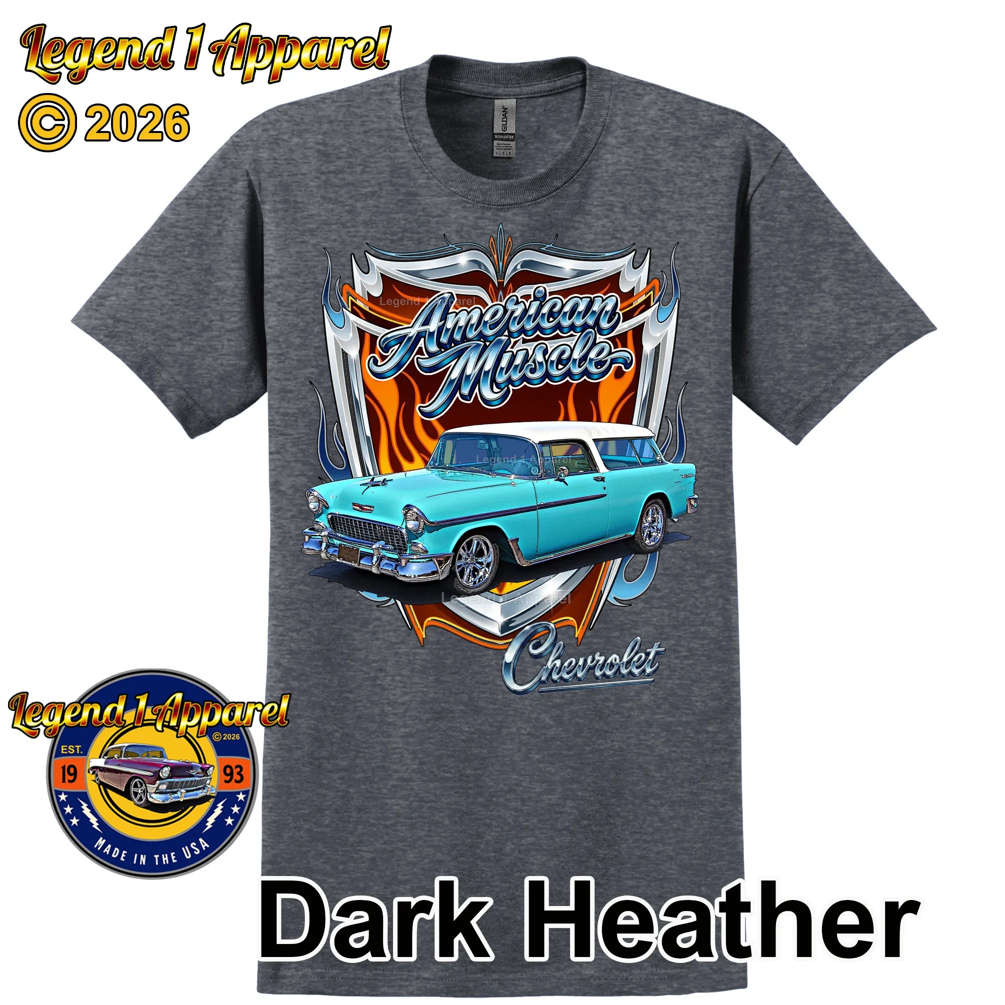 1955 Chevy Bel Air Nomad American Muscle T-Shirt –55 Chevrolet Nomad Classic Car Graphic Tee