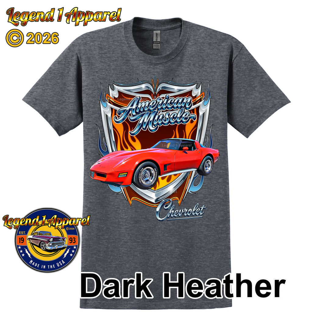 1980 Chevrolet Corvette C3 American Muscle T-Shirt – 80 Chevy Classic Car Graphic Tee