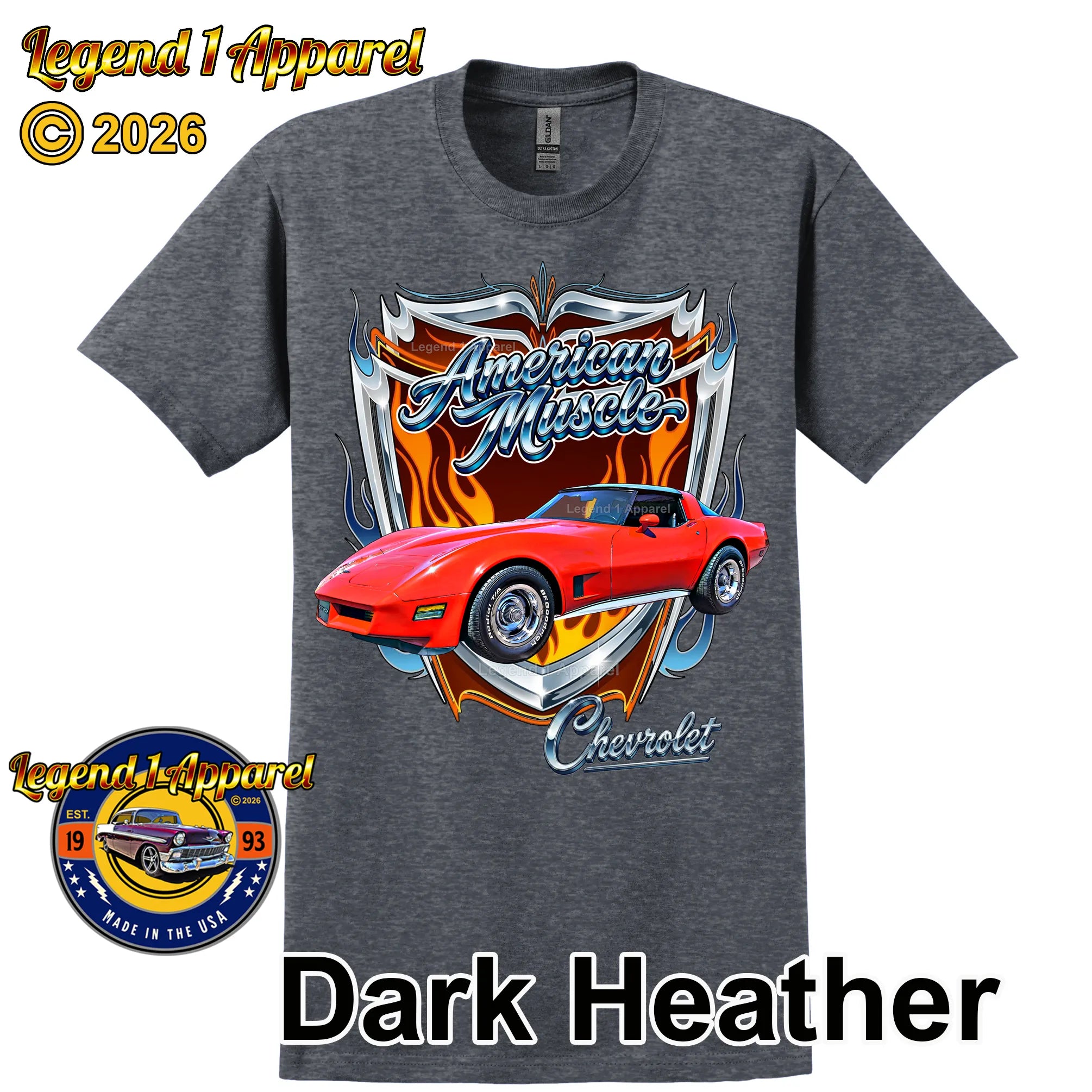 1980 Chevrolet Corvette C3 American Muscle T-Shirt – 80 Chevy Classic Car Graphic Tee