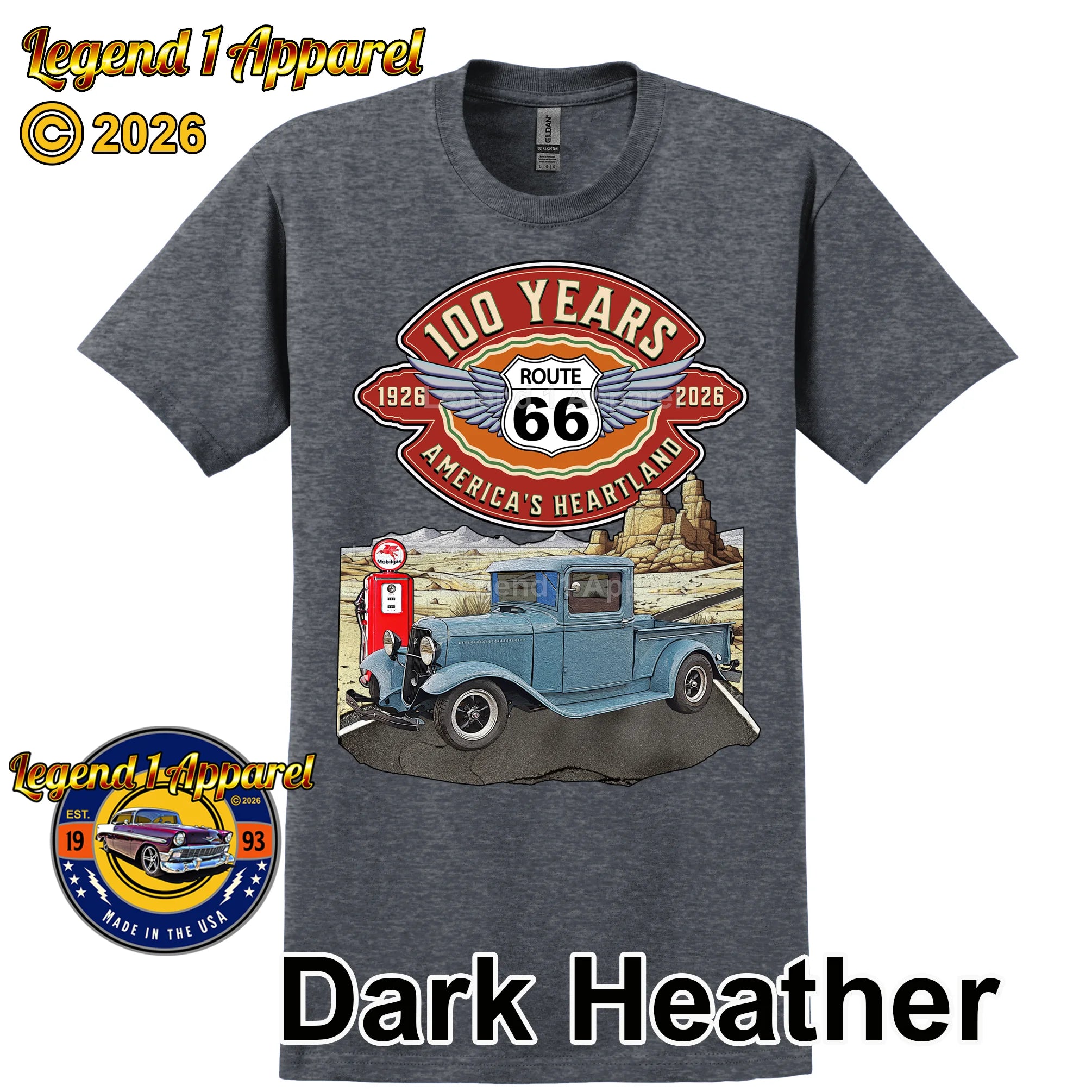 1933 Ford Pick Up Classic Truck Graphic Tee – Route 66 100 Years T-Shirt