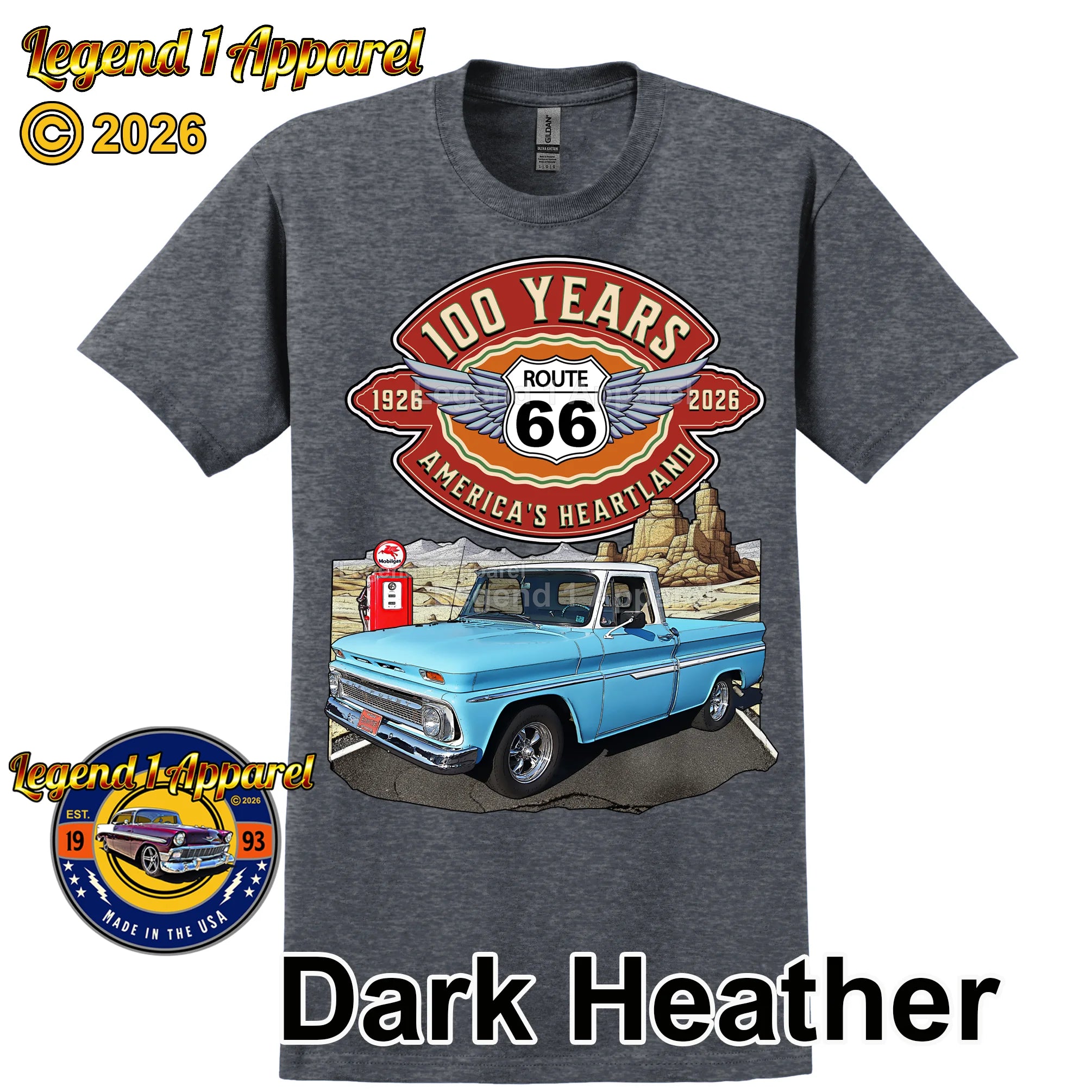 1964 Chevrolet Pick up Classic Truck Graphic Tee – Route 66 100 Years T-Shirt