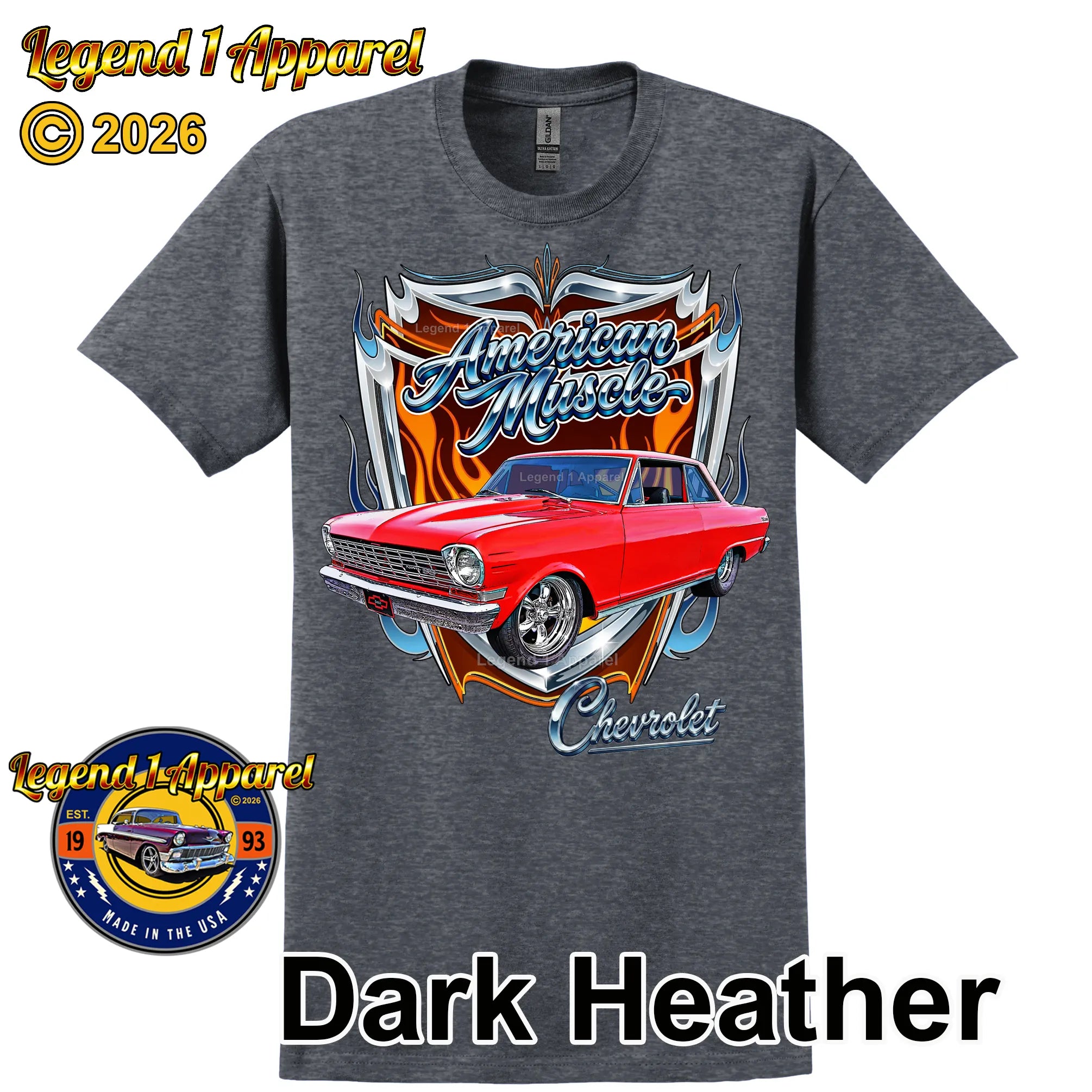 1964 Chevrolet Nova SS American Muscle T-Shirt – 64 Chevy Classic Car Graphic Tee