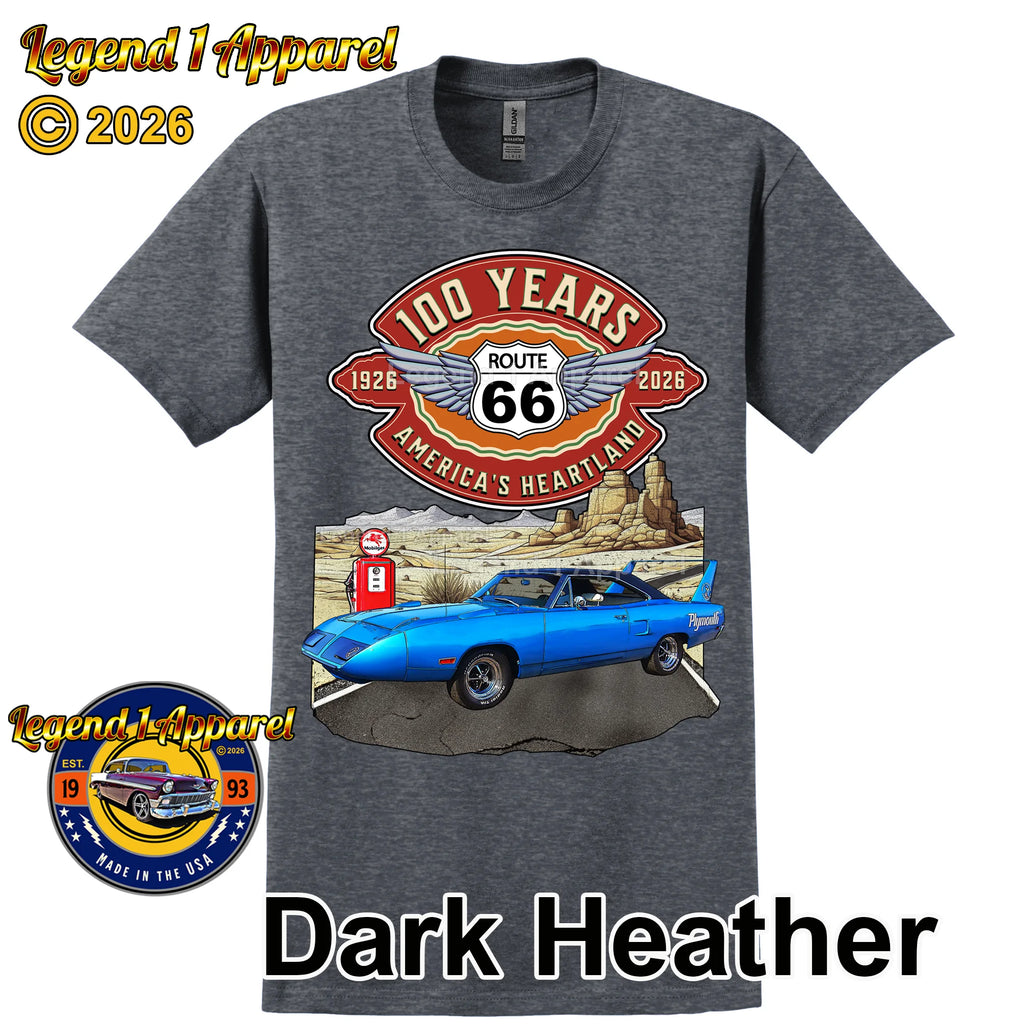 1970 Plymouth RoadRunner Superbird Classic Car Graphic Tee – Route 66 100 Years T-Shirt (Copy)