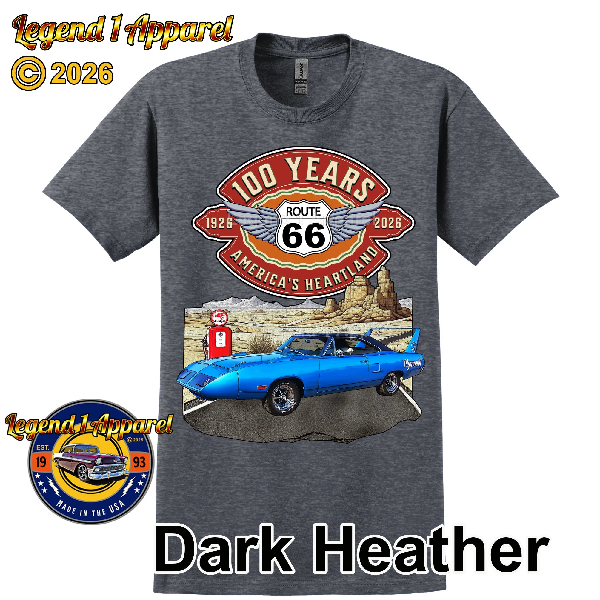 1970 Plymouth RoadRunner Superbird Classic Car Graphic Tee – Route 66 100 Years T-Shirt (Copy)