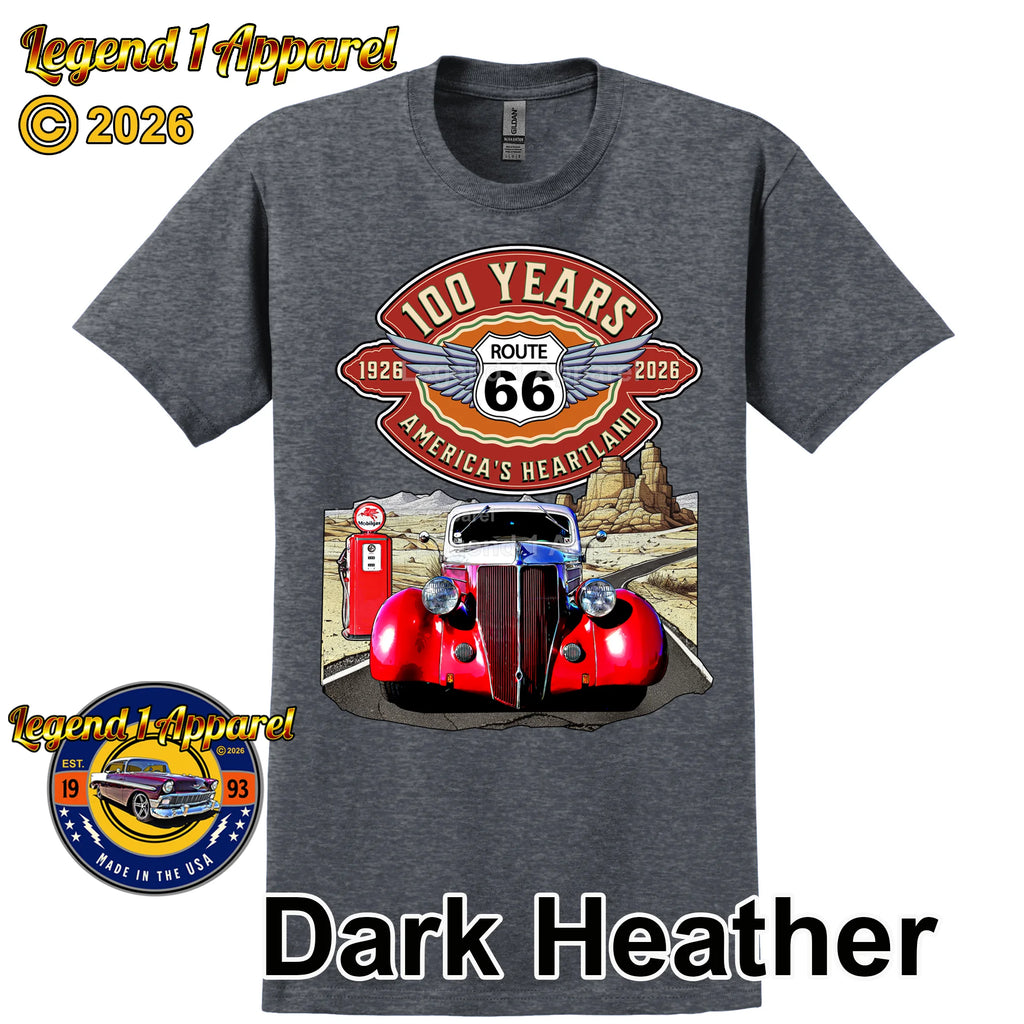 1936 Ford Coupe Classic Car Graphic Tee – Route 66 100 Years T-Shirt