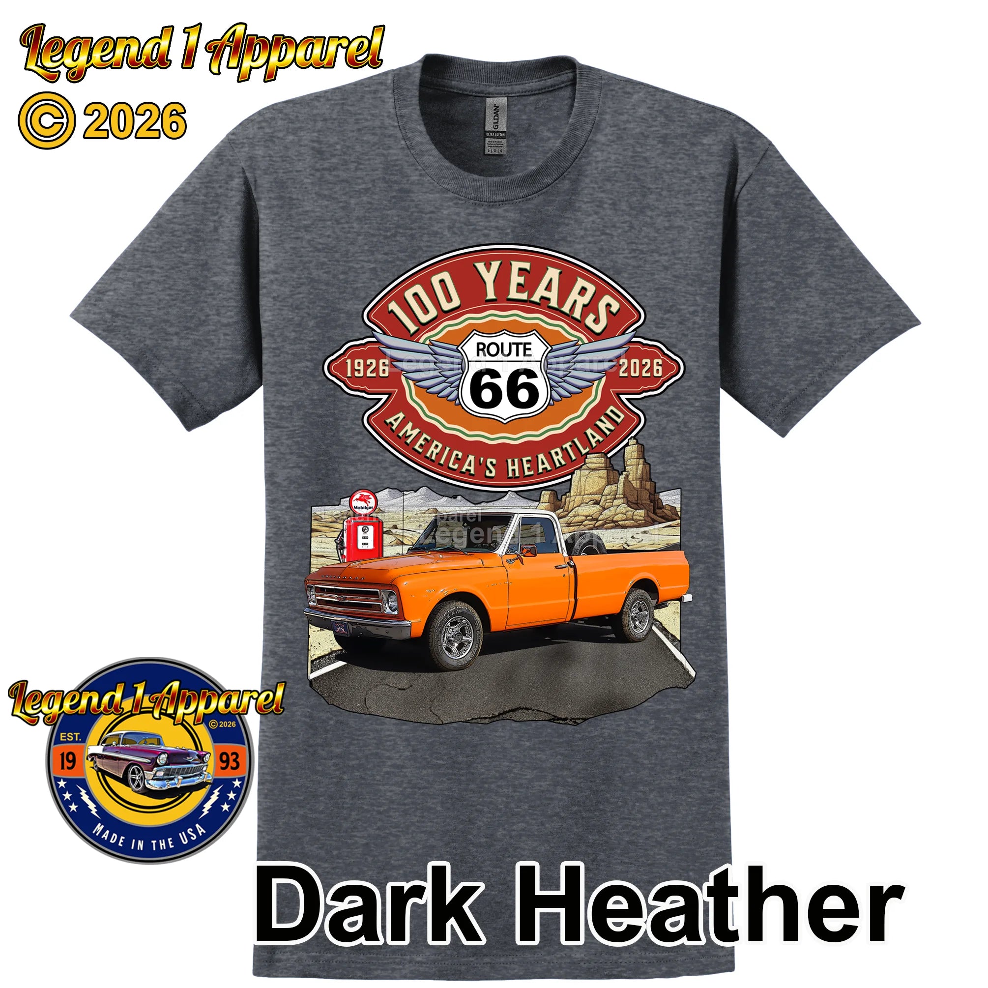 1967 Chevrolet Pick up Classic Truck Graphic Tee – Route 66 100 Years T-Shirt