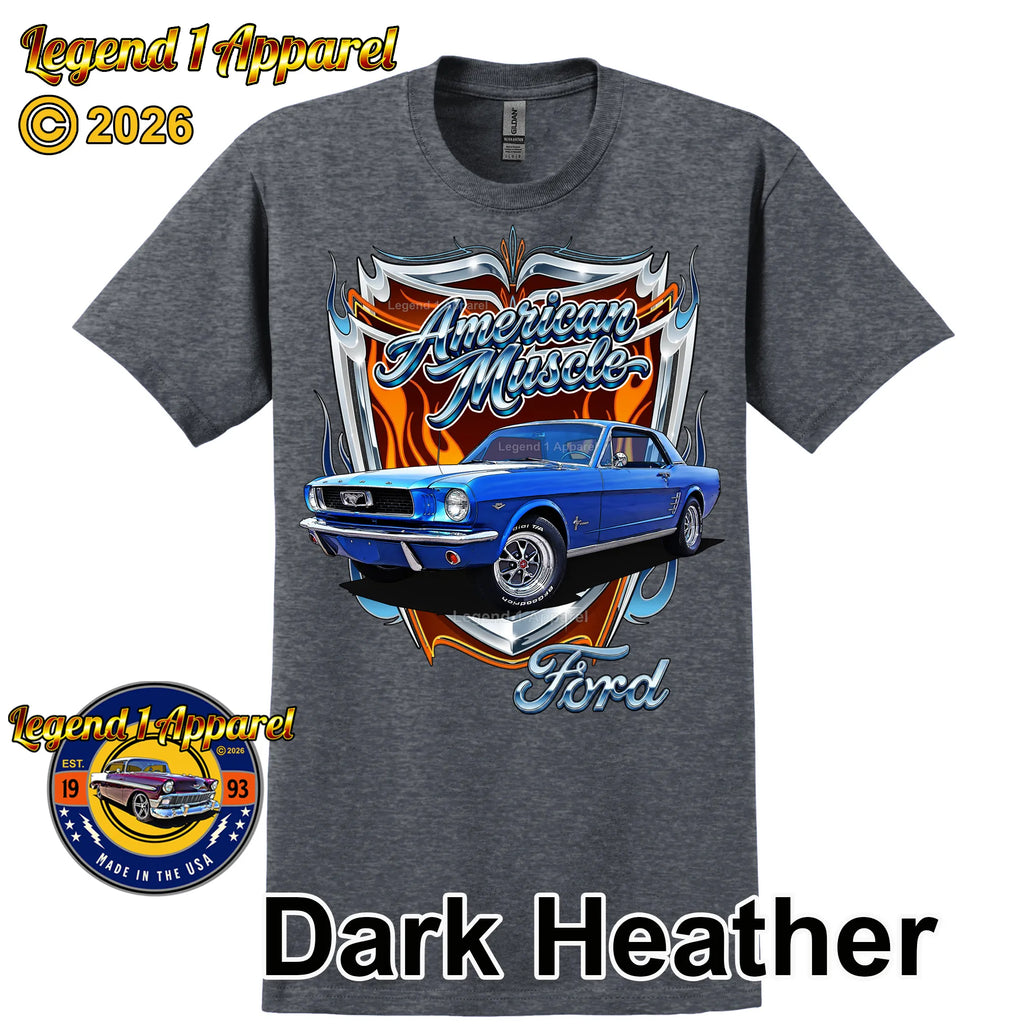 1966 Ford Mustang Hardtop Car Graphic Tee – American Muscle T-Shirt