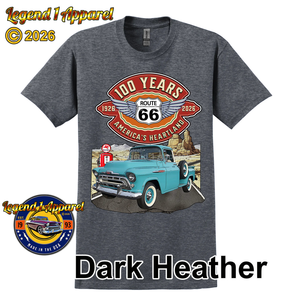 1957 Chevrolet Pick up Classic Truck Graphic Tee – Route 66 100 Years T-Shirt