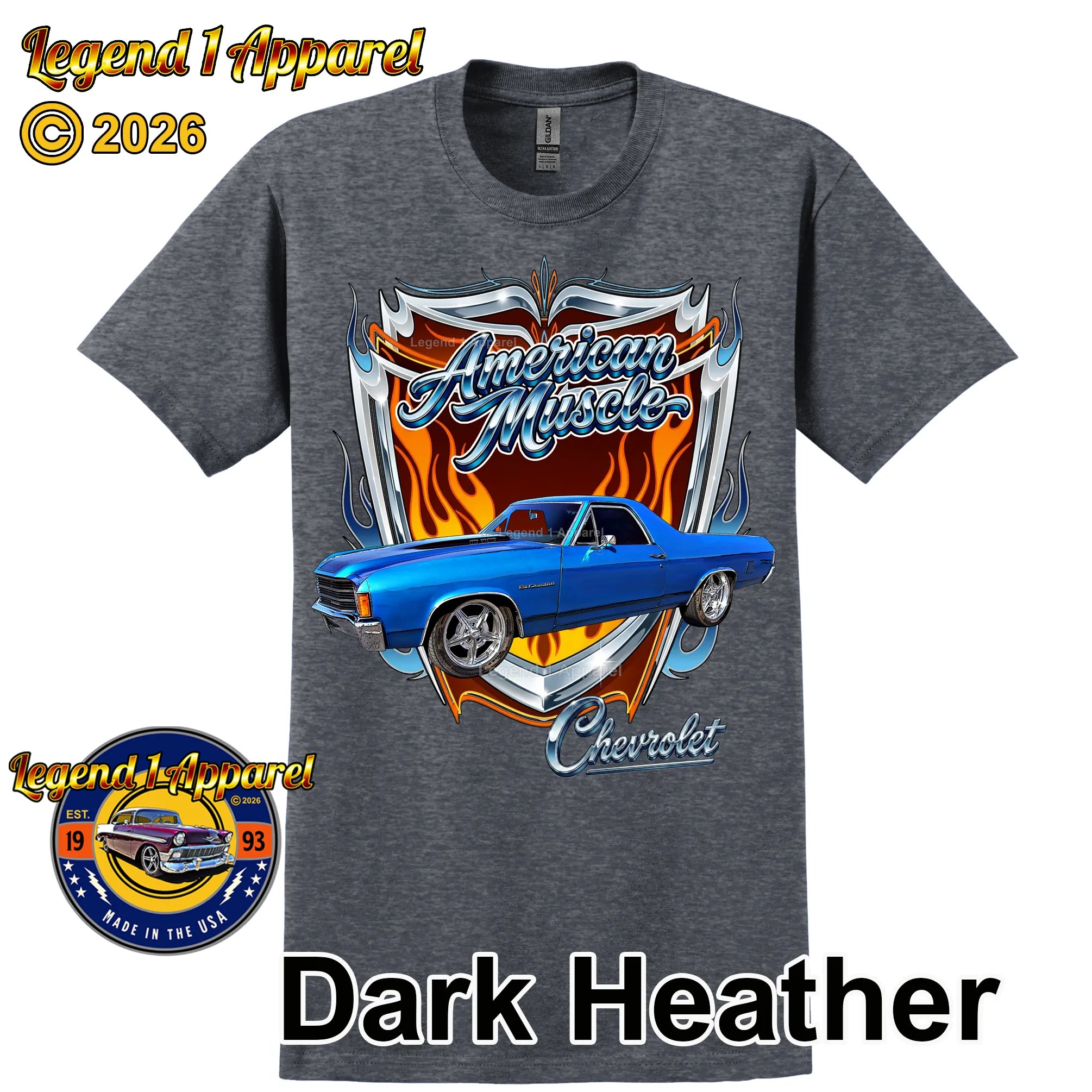 1972 Chevrolet El Camino SS American Muscle T-Shirt – 72 Chevy Classic Truck Graphic Tee