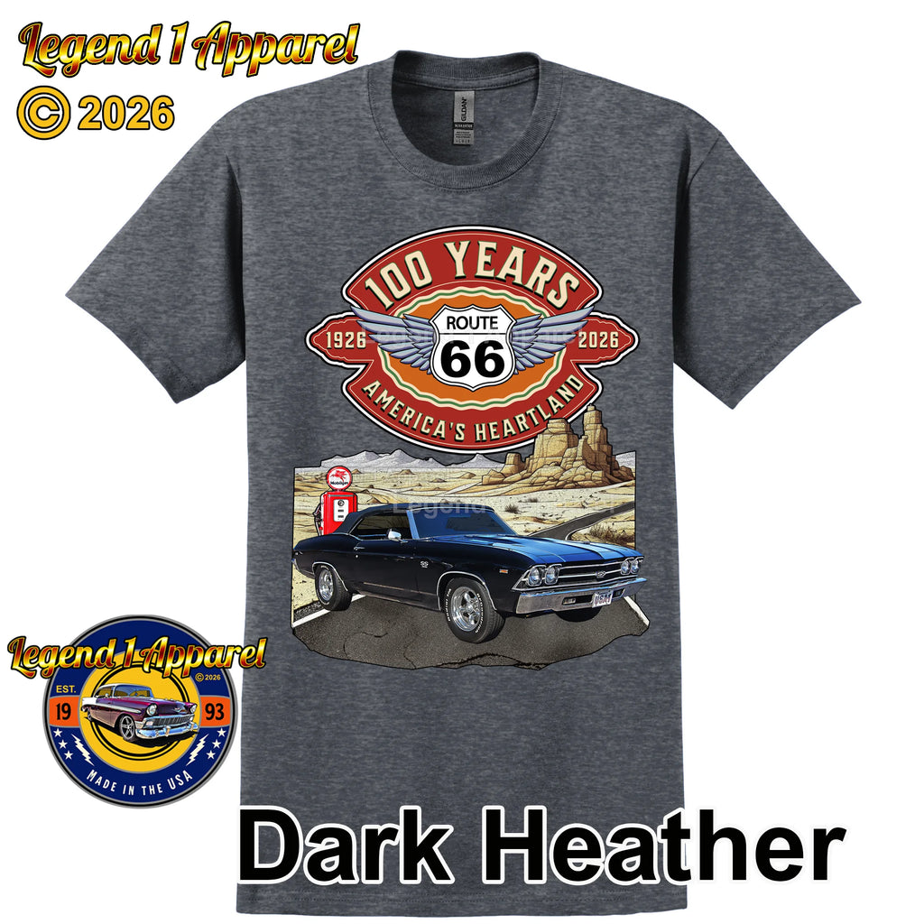 1969 Chevrolet Chevelle SS Classic Car Graphic Tee – Route 66 100 Years T-Shirt