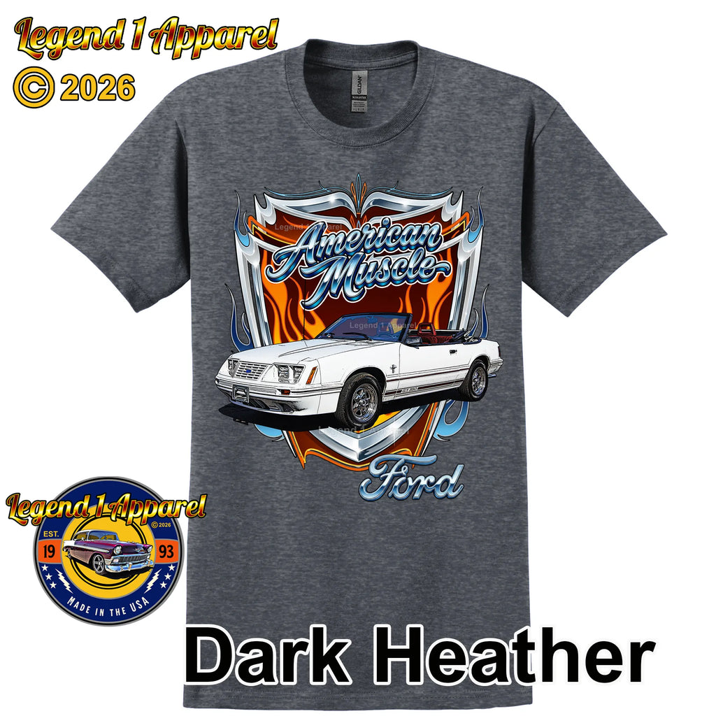 1984 Ford Mustang GT Classic Car Graphic Tee – American Muscle T-Shirt