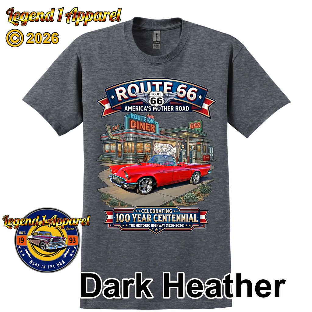 1957 Ford Thunderbird Classic Car Graphic Tee – Route 66 Centennial T-Shirt