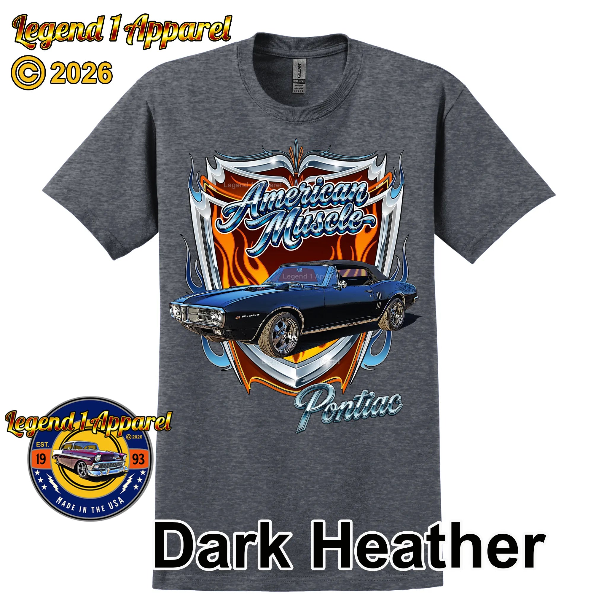 1967 Pontiac Firebird American Muscle T-Shirt – 67 Firebird Classic Car Graphic Tee