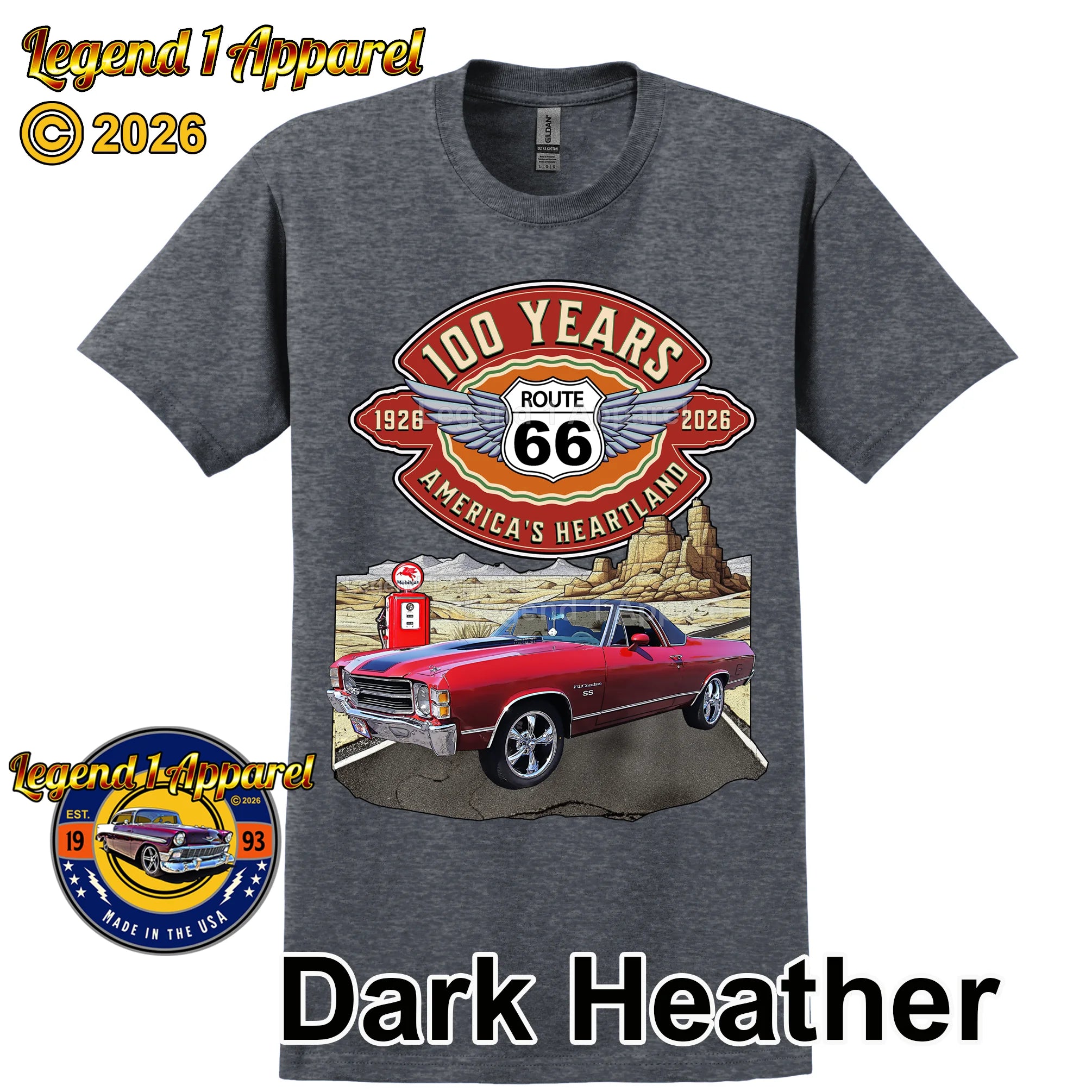 1971 Chevrolet El Camino Classic Truck Graphic Tee – Route 66 100 Years T-Shirt (Copy)