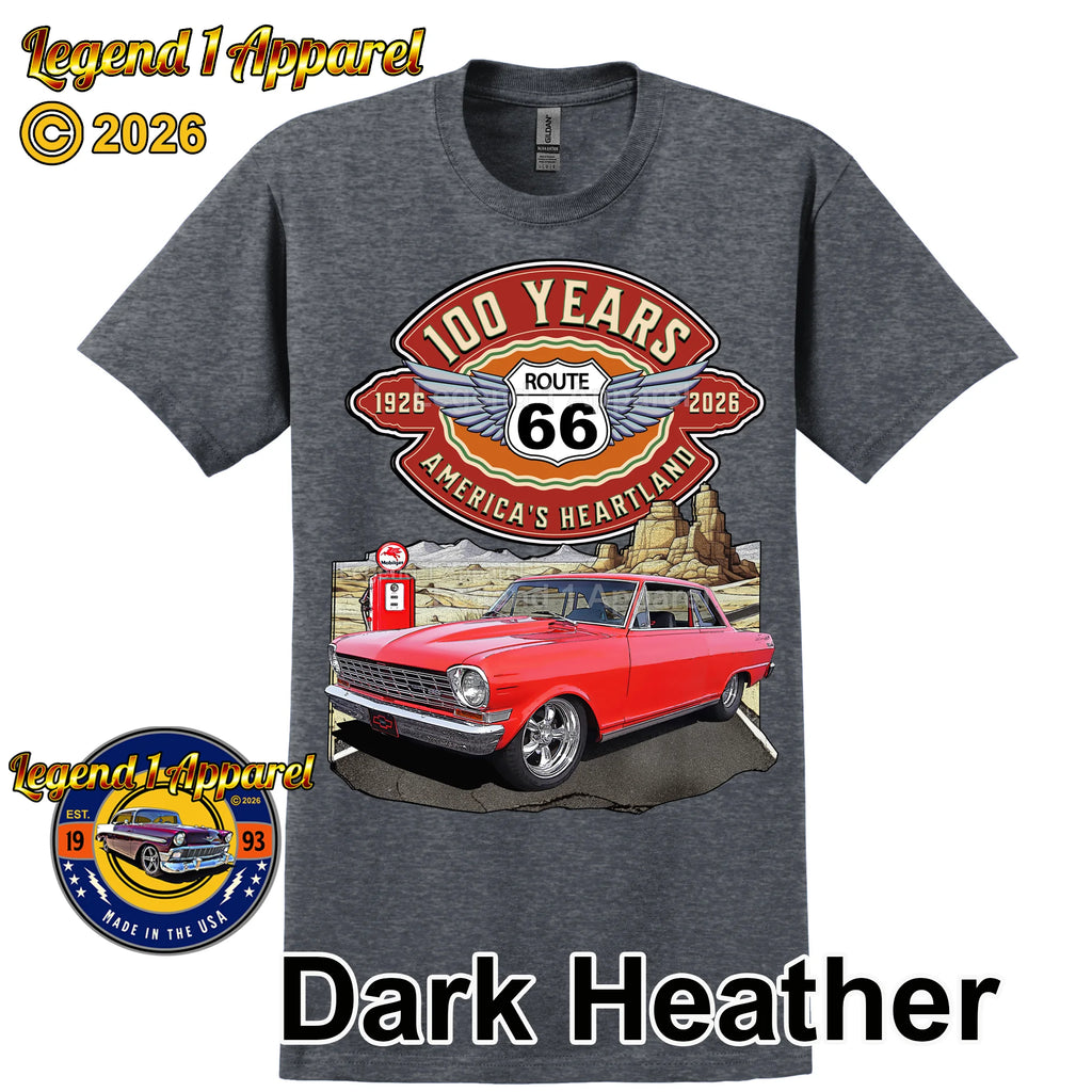1964 Chevrolet Nova SS Classic Car Graphic Tee – Route 66 100 Years T-Shirt