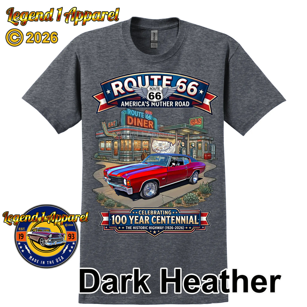 1972 Chevrolet Chevelle SS Classic Car Graphic Tee – Route 66 Centennial T-Shirt