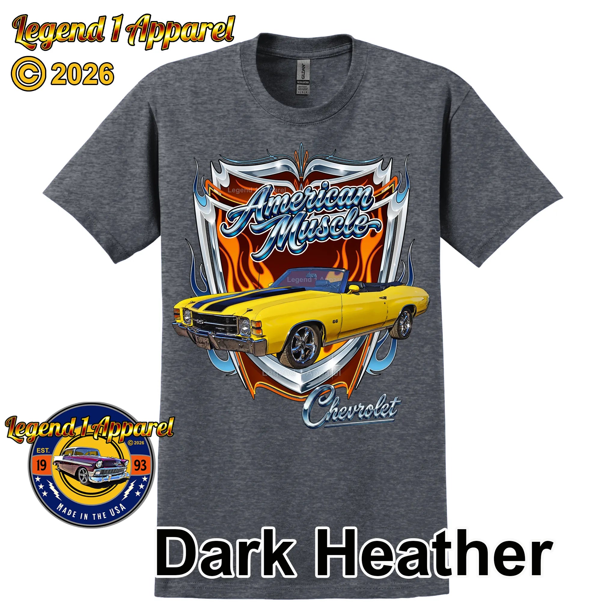 1971 Chevrolet Chevelle SS American Muscle T-Shirt – 71 Chevy Classic Car Graphic Tee