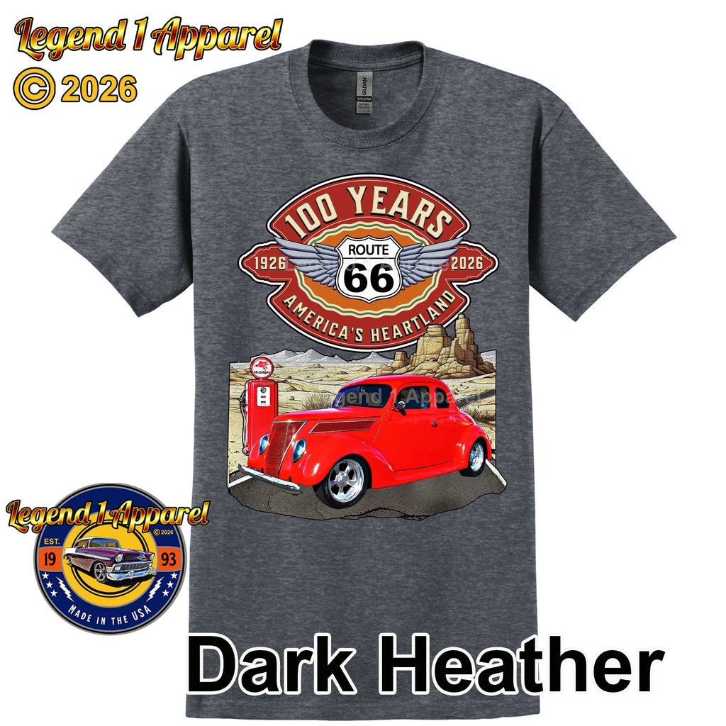 1937 Ford Coupe Classic Car Graphic Tee – Route 66 100 Years T-Shirt