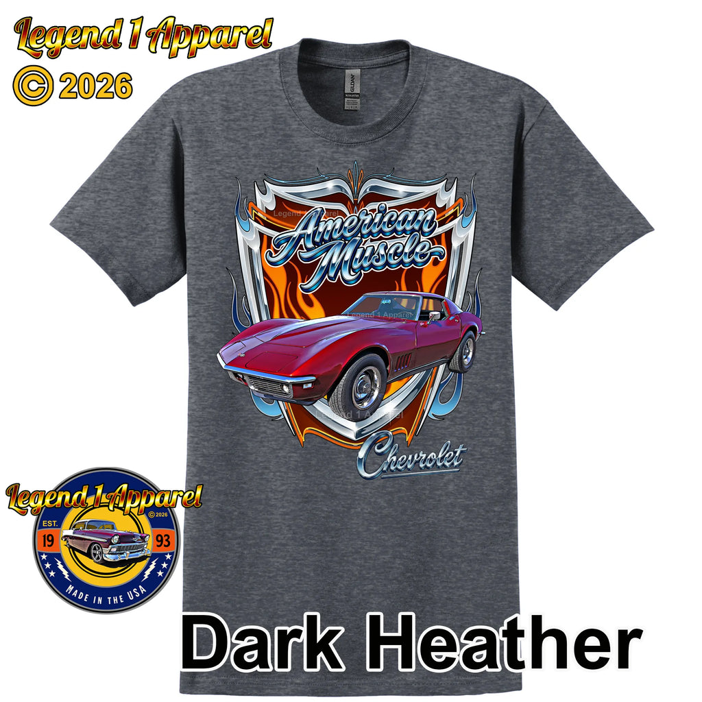 1969 Chevrolet Corvette C3 American Muscle T-Shirt – 69 Chevy Classic Car Graphic Tee