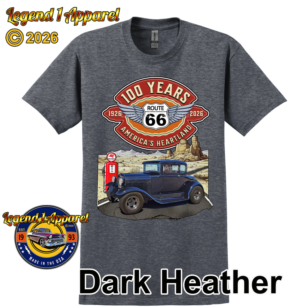 1930 Ford Model A Classic Car Graphic Tee – Route 66 100 Years T-Shirt