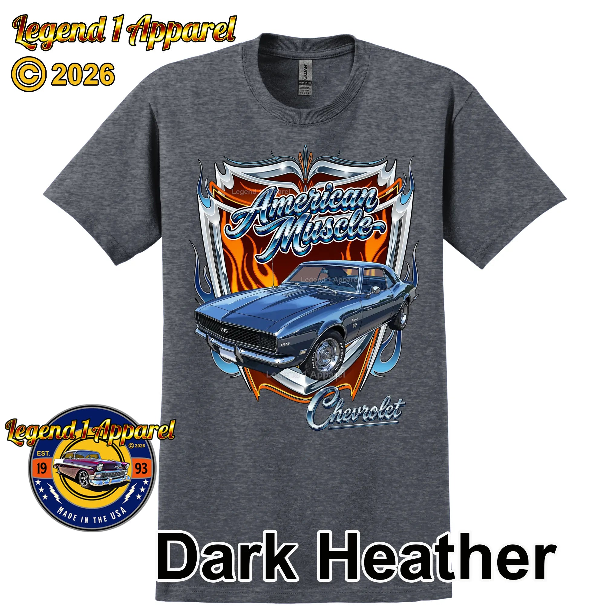 1968 Chevrolet Camaro American Muscle T-Shirt – 68 Chevy Classic Car Graphic Tee
