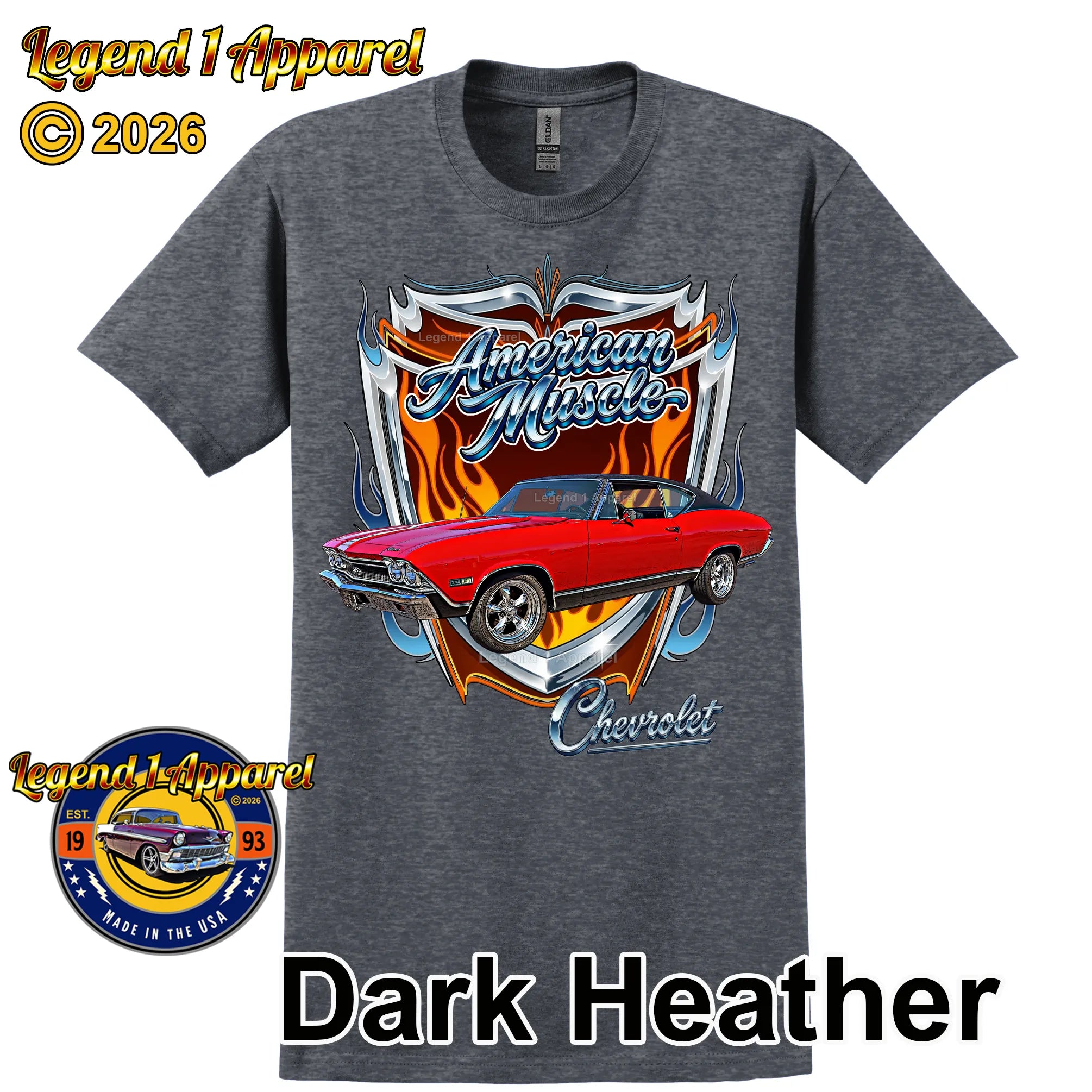 1968 Chevrolet Chevelle SS American Muscle T-Shirt – 68 Chevy Classic Car Graphic Tee