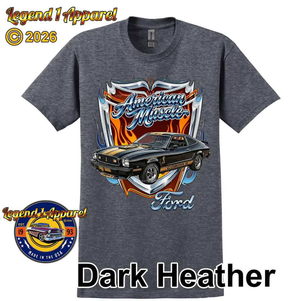 1977 Ford Mustang Cobra 2 Classic Car Graphic Tee – American Muscle T-Shirt