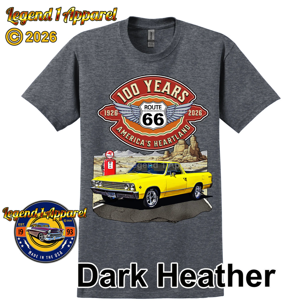 1967 Chevrolet El Camino Classic Truck Graphic Tee – Route 66 100 Years T-Shirt