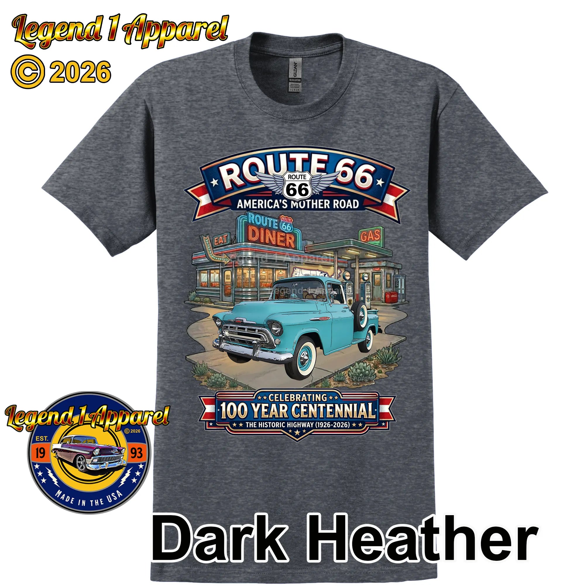 1957 Chevrolet Pick Up 3100 Classic Truck Graphic Tee – Route 66 Centennial T-Shirt