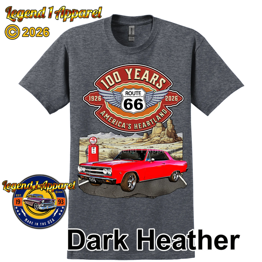 1965 Chevrolet Chevelle SS Classic Car Graphic Tee – Route 66 100 Years T-Shirt