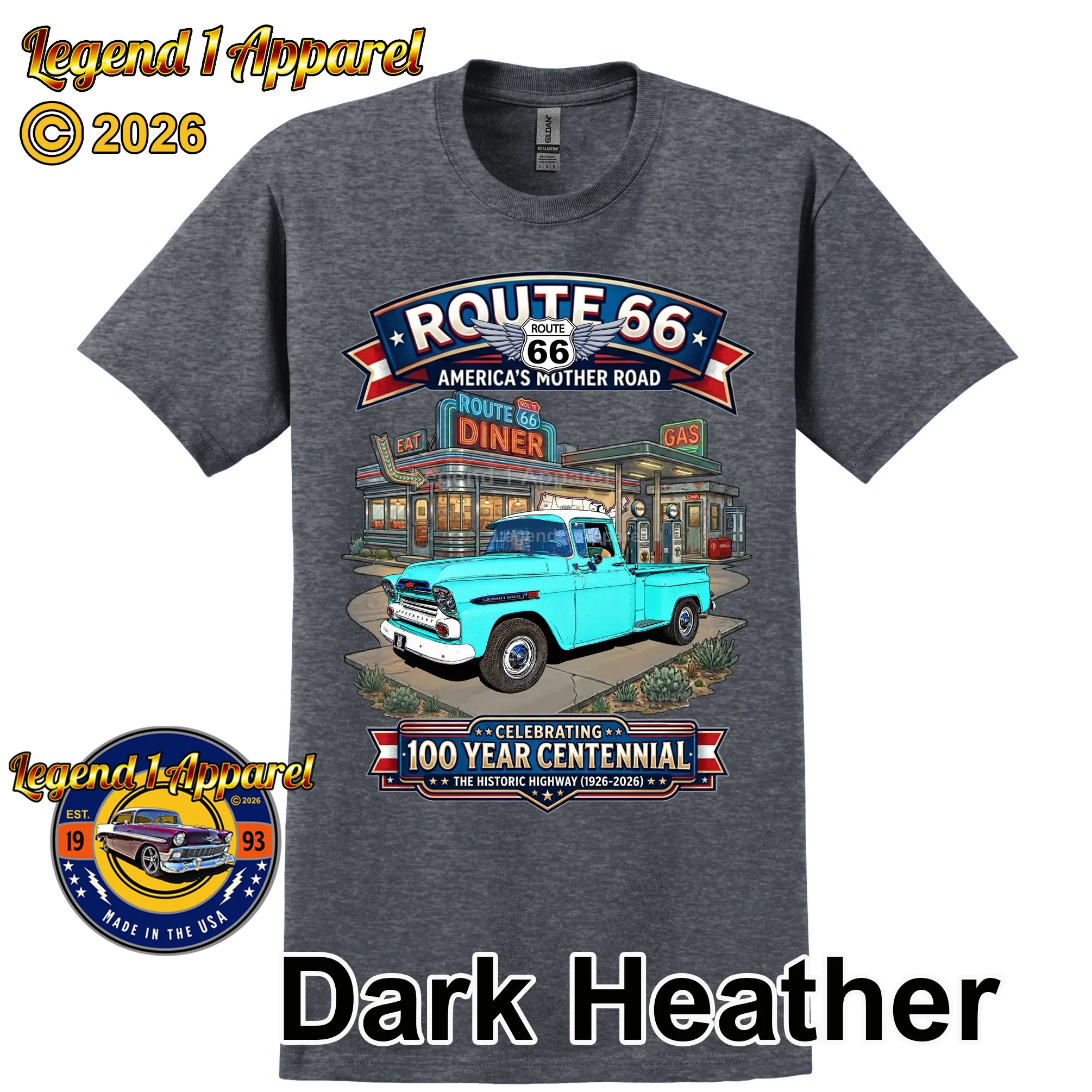 1959 Chevrolet Pick Up Classic Truck Graphic Tee – Route 66 Centennial T-Shirt