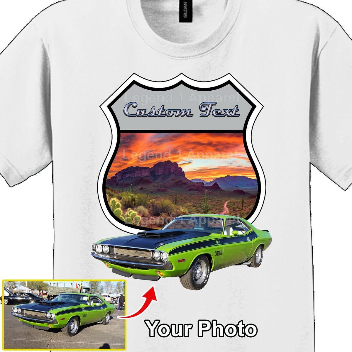 Your Classic Car or Hot Rod custom made T-shirt. Send us a picture of your car. Desert Highway Sign